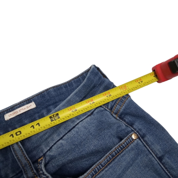 Jen 7 Cropped Straight Factory Whiskering Frayed Ankle Jean Size 8 - Picture 6 of 10